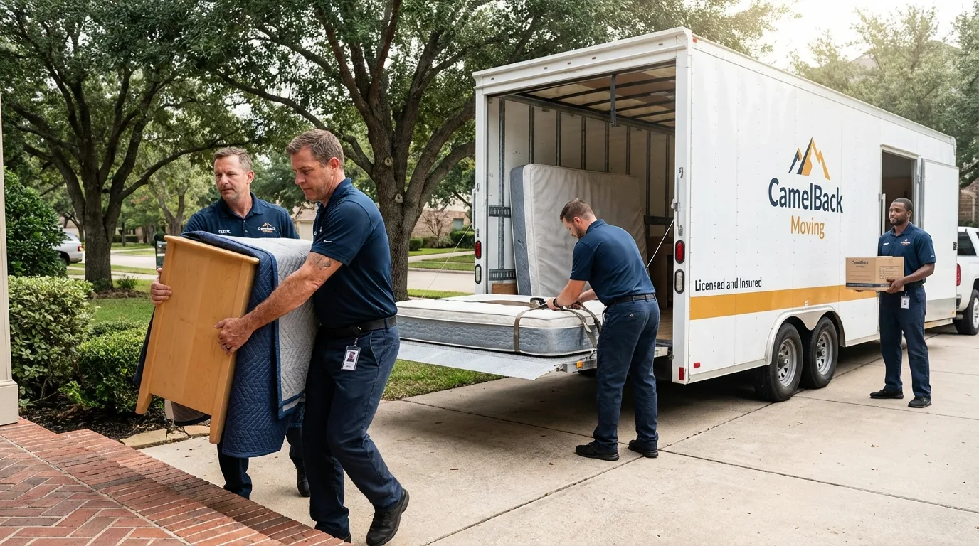 Crew loading residential truck for cross-state move from Belvidere, NJ