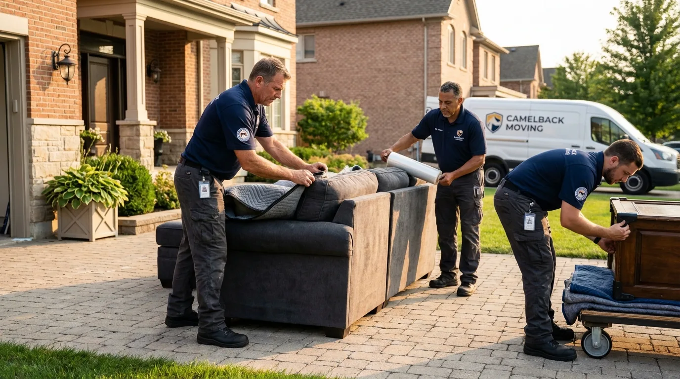 Large estate moving crew wrapping furniture in Belvidere, NJ